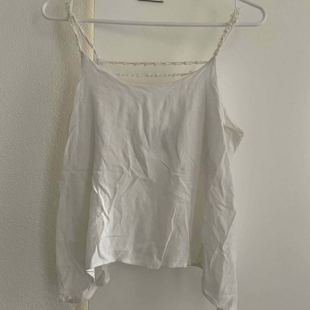 White Timing crop top with cute floral back detail